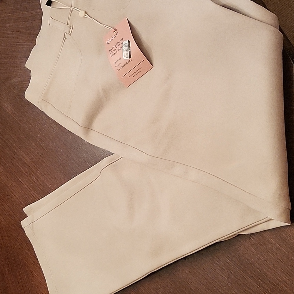 Quince Ultra Stretch Ponte 4 Pocket Straight Leg Pants In Light Color Ecru - Picture 5 of 9